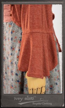 Bertie Jacket in New Sun Softest Knit; Floravinea Brooch in Rosy Washed Crinkled Linen; Tilbrook Frock in Fresh Water Floral Weave; Edenshire Frock in New Sun Washed Linen in High Water Length; Porte Cochere Sash in Rosy Washed Cotton. By Ivey Abitz.