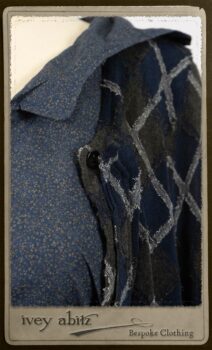 Chevallier Cardigan in Fresh Water Rustic Argyle Knit; Vanetten Frock in Fresh Water Petite Fleur Cotton; Vanetten Sash in Fresh Water Petite Fleur Cotton. By Ivey Abitz.