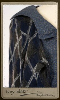 Chevallier Cardigan in Fresh Water Rustic Argyle Knit; Vanetten Frock in Fresh Water Petite Fleur Cotton; Vanetten Sash in Fresh Water Petite Fleur Cotton. By Ivey Abitz.