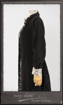 Truitt Shirt Jacket in Black Puckered Check Weave; Truitt Shirt in Black on White Floral Silk Chiffon; Fairholme Frock in Black and White Washed Silk in High Water Length. By Ivey Abitz.