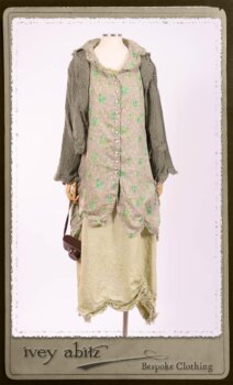 Au Sable Shirt in New Day Floral Cotton Voile; Au Sable Jacket in New Day Washed Crinkled Linen; Au Sable Frock in New Day Washed Linen in High Water Length. By Ivey Abitz.