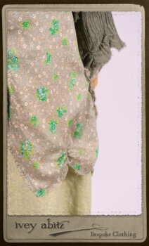 Au Sable Shirt in New Day Floral Cotton Voile; Au Sable Jacket in New Day Washed Crinkled Linen; Au Sable Frock in New Day Washed Linen in High Water Length. By Ivey Abitz.