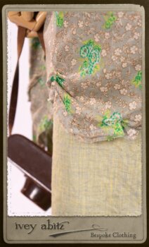 Au Sable Shirt in New Day Floral Cotton Voile; Au Sable Jacket in New Day Washed Crinkled Linen; Au Sable Frock in New Day Washed Linen in High Water Length. By Ivey Abitz.