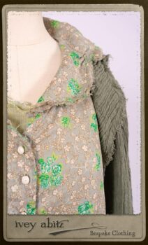 Au Sable Shirt in New Day Floral Cotton Voile; Au Sable Jacket in New Day Washed Crinkled Linen; Au Sable Frock in New Day Washed Linen in High Water Length. By Ivey Abitz.