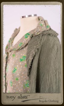 Au Sable Shirt in New Day Floral Cotton Voile; Au Sable Jacket in New Day Washed Crinkled Linen; Au Sable Frock in New Day Washed Linen in High Water Length. By Ivey Abitz.