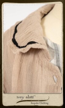 Monceau Duster Coat in Picture Book Washed Crinkled Linen; Fairholme Frock in Black and White Picture Book Stripe in High Water Length. By Ivey Abitz.