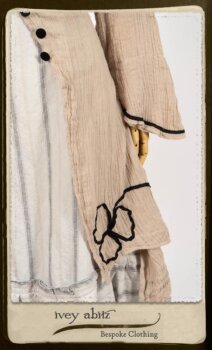 Monceau Duster Coat in Picture Book Washed Crinkled Linen; Fairholme Frock in Black and White Picture Book Stripe in High Water Length. By Ivey Abitz.