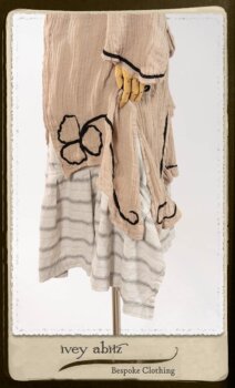 Monceau Duster Coat in Picture Book Washed Crinkled Linen; Fairholme Frock in Black and White Picture Book Stripe in High Water Length. By Ivey Abitz.