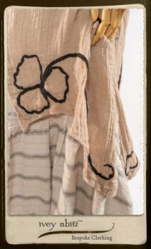 Monceau Duster Coat in Picture Book Washed Crinkled Linen; Fairholme Frock in Black and White Picture Book Stripe in High Water Length. By Ivey Abitz.