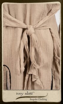 Monceau Duster Coat in Picture Book Washed Crinkled Linen; Fairholme Frock in Black and White Picture Book Stripe in High Water Length. By Ivey Abitz.