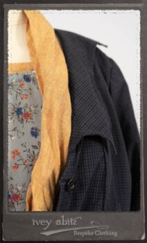 Vanetten Duster Coat in Fresh Water Petite Check Cotton; Blanchefleur Sash in New Sun Washed Linen; Tilbrook Frock in New Sun Washed Linen; Edenshire Frock in New Sun Washed Linen in High Water Length. By Ivey Abitz.