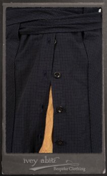 Vanetten Duster Coat in Fresh Water Petite Check Cotton; Blanchefleur Sash in New Sun Washed Linen; Tilbrook Frock in New Sun Washed Linen; Edenshire Frock in New Sun Washed Linen in High Water Length. By Ivey Abitz.