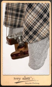 Addy Jacket in Signature Black Lightweight Linen Knit; Addy Frock in Black and White Picture Book Plaid in High Water Length; Addy Skirt in Black and White Petite Stripe Linen. By Ivey Abitz.