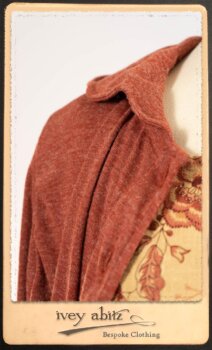 Crest Jacket in New Sun Softest Knit; Clotaire Sash in Rosy Washed Crinkled Linen; Scattergood Frock in Rosy Washed Floral Linen. By Ivey Abitz.