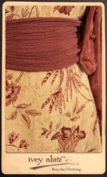 Crest Jacket in New Sun Softest Knit; Clotaire Sash in Rosy Washed Crinkled Linen; Scattergood Frock in Rosy Washed Floral Linen. By Ivey Abitz.