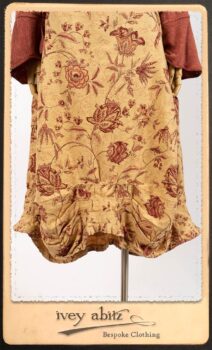 Crest Jacket in New Sun Softest Knit; Clotaire Sash in Rosy Washed Crinkled Linen; Scattergood Frock in Rosy Washed Floral Linen. By Ivey Abitz.