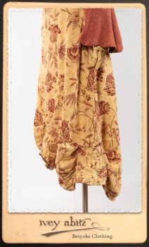 Crest Jacket in New Sun Softest Knit; Clotaire Sash in Rosy Washed Crinkled Linen; Scattergood Frock in Rosy Washed Floral Linen. By Ivey Abitz.