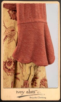 Crest Jacket in New Sun Softest Knit; Clotaire Sash in Rosy Washed Crinkled Linen; Scattergood Frock in Rosy Washed Floral Linen. By Ivey Abitz.
