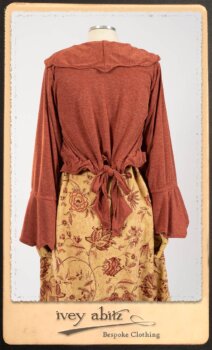 Crest Jacket in New Sun Softest Knit; Clotaire Sash in Rosy Washed Crinkled Linen; Scattergood Frock in Rosy Washed Floral Linen. By Ivey Abitz.