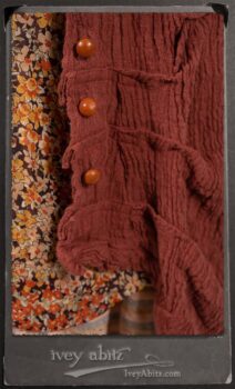 Scattergood Duster Coat in Rosy Washed Crinkled Linen; Crest Frock in New Sun Floral Silk Chiffon in High Water Length; Heraldry Frock in Rosy Washed Stripe Linen in High Water Length; Porte Cochere Sash in Rosy Washed Cotton. By Ivey Abitz.