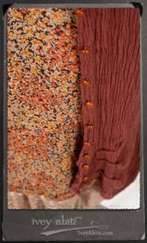 Scattergood Duster Coat in Rosy Washed Crinkled Linen; Crest Frock in New Sun Floral Silk Chiffon in High Water Length; Heraldry Frock in Rosy Washed Stripe Linen in High Water Length; Porte Cochere Sash in Rosy Washed Cotton. By Ivey Abitz.