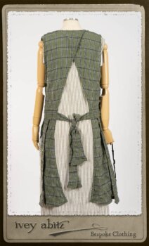 Campanella Overylay in New Day Washed Plaid Gauze; Campanella Frock in New Day Washed Stripe Linen. By Ivey Abitz.