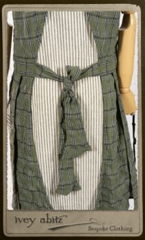 Campanella Overylay in New Day Washed Plaid Gauze; Campanella Frock in New Day Washed Stripe Linen. By Ivey Abitz.