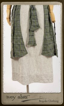 Campanella Overylay in New Day Washed Plaid Gauze; Campanella Frock in New Day Washed Stripe Linen. By Ivey Abitz.