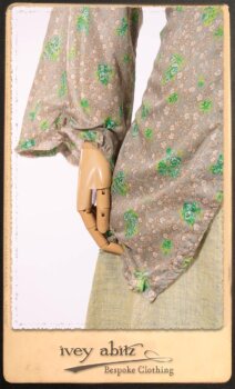 Au Sable Shirt in New Day Floral Cotton Voile; Au Sable Frock in New Day Washed Linen in High Water Length. By Ivey Abitz.