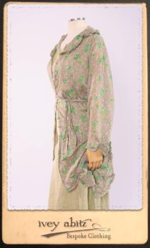 Au Sable Shirt in New Day Floral Cotton Voile; Au Sable Frock in New Day Washed Linen in High Water Length. By Ivey Abitz.