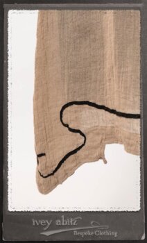 Monceau Frock in Picture Book Washed Crinkled Linen; Cilla Slip Frock in Signature Black Lightweight Linen Knit with Square Collar; Addy Jacket in Signature Black Lightweight Linen Knit. By Ivey Abitz.