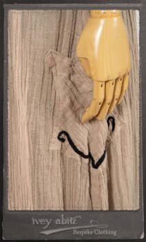 Monceau Frock in Picture Book Washed Crinkled Linen; Cilla Slip Frock in Signature Black Lightweight Linen Knit with Square Collar; Addy Jacket in Signature Black Lightweight Linen Knit. By Ivey Abitz.