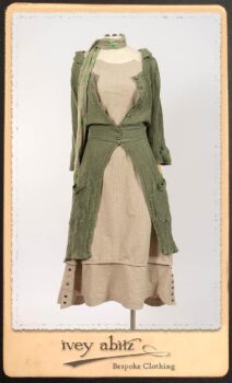 Campanella Duster Coat in New Day Washed Crinkled Linen; Harrison Frock in Picture Book Puckered Stripe Cotton; Blanchefleur Sash in New Day Floral Cotton Voile. By Ivey Abitz.