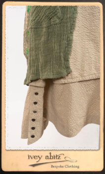 Campanella Duster Coat in New Day Washed Crinkled Linen; Harrison Frock in Picture Book Puckered Stripe Cotton; Blanchefleur Sash in New Day Floral Cotton Voile. By Ivey Abitz.