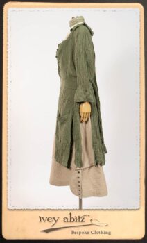 Campanella Duster Coat in New Day Washed Crinkled Linen; Harrison Frock in Picture Book Puckered Stripe Cotton; Blanchefleur Sash in New Day Floral Cotton Voile. By Ivey Abitz.