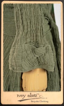 Campanella Duster Coat in New Day Washed Crinkled Linen; Harrison Frock in Picture Book Puckered Stripe Cotton; Blanchefleur Sash in New Day Floral Cotton Voile. By Ivey Abitz.