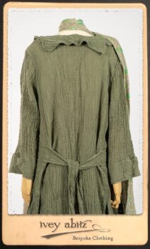 Campanella Duster Coat in New Day Washed Crinkled Linen; Harrison Frock in Picture Book Puckered Stripe Cotton; Blanchefleur Sash in New Day Floral Cotton Voile. By Ivey Abitz.