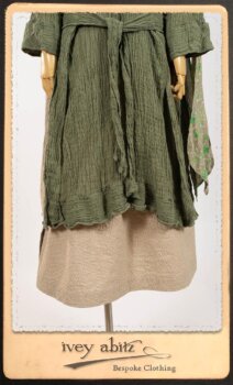 Campanella Duster Coat in New Day Washed Crinkled Linen; Harrison Frock in Picture Book Puckered Stripe Cotton; Blanchefleur Sash in New Day Floral Cotton Voile. By Ivey Abitz.