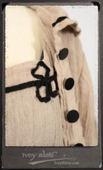 Monceau Duster Coat in Picture Book Washed Crinkled Linen; Monceau Frock in Picture Book Washed Crinkled Linen; Cilla Slip Frock in Signature Black Lightweight Linen Knit with Square Neckline. By Ivey Abitz.