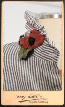 Scattergood Shirt Jacket in Black and White Petite Stripe Linen; Scattergood Frock in Rosy Washed Cotton; Addy Skirt in Black and White Petite Stripe Linen. By Ivey Abitz.