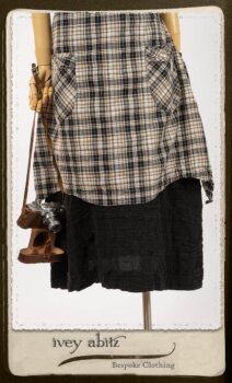 Bramley Frock in Black and White Picture Book Plaid; Bertie Frock in Black Puckered Check Weave. By Ivey Abitz.