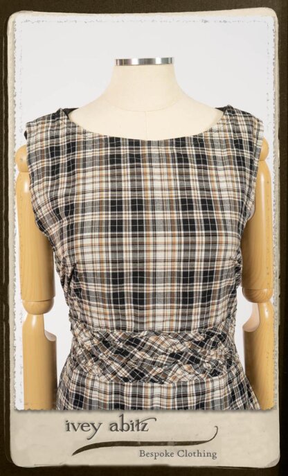 Bramley Frock in Black and White Picture Book Plaid; Bertie Frock in Black Puckered Check Weave. By Ivey Abitz.