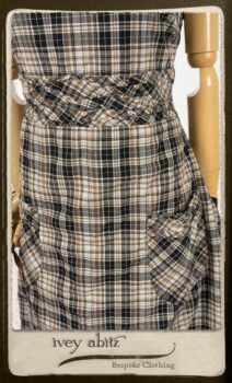 Bramley Frock in Black and White Picture Book Plaid; Bertie Frock in Black Puckered Check Weave. By Ivey Abitz.