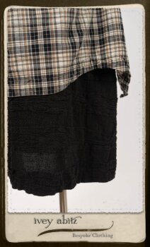 Bramley Frock in Black and White Picture Book Plaid; Bertie Frock in Black Puckered Check Weave. By Ivey Abitz.