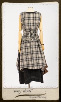 Bramley Frock in Black and White Picture Book Plaid; Bertie Frock in Black Puckered Check Weave. By Ivey Abitz.