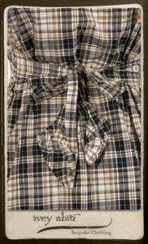 Bramley Frock in Black and White Picture Book Plaid; Bertie Frock in Black Puckered Check Weave. By Ivey Abitz.