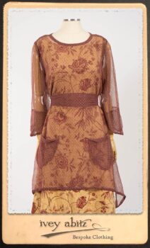 Lorrilard Dress in Rosy Argyle Netting; Scattergood Frock in Rosy Floral Linen. By Ivey Abitz.