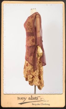 Lorrilard Dress in Rosy Argyle Netting; Scattergood Frock in Rosy Floral Linen. By Ivey Abitz.