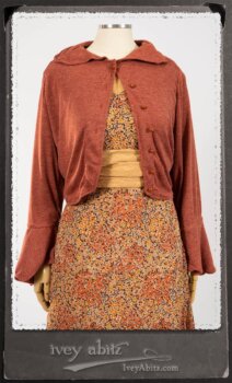 Crest Jacket in New Sun Softest Knit; Blanchefleur Sash in New Sun Washed Linen; Crest Frock in New Sun Floral Silk Chiffon in High Water Length; Edenshire Frock in New Sun Washed Linen in High Water Length. By Ivey Abitz.