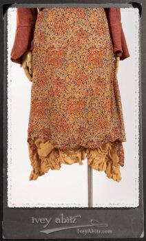 Crest Jacket in New Sun Softest Knit; Blanchefleur Sash in New Sun Washed Linen; Crest Frock in New Sun Floral Silk Chiffon in High Water Length; Edenshire Frock in New Sun Washed Linen in High Water Length. By Ivey Abitz.